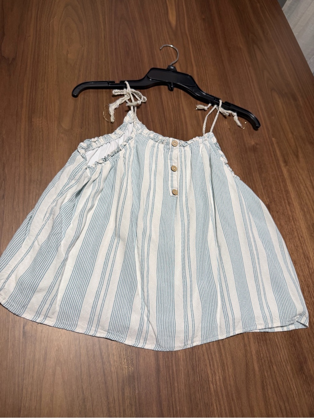 art class Blue and White Striped Tie-Shoulder Tank Top